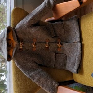Mini Boden Wool Duffle Coat Gray with Yellow Lining
